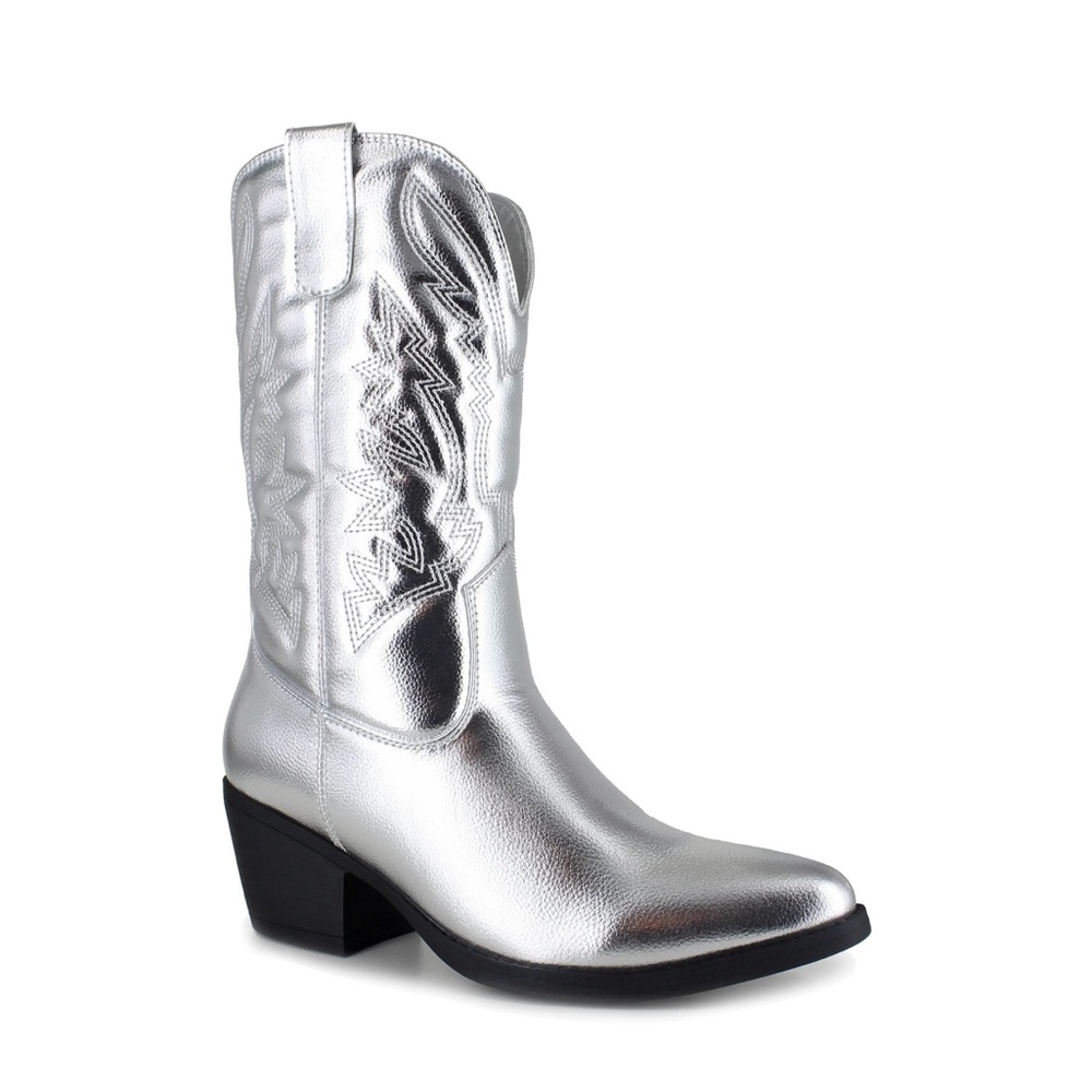 Women’s Cowboy Boots - Silver Size 9